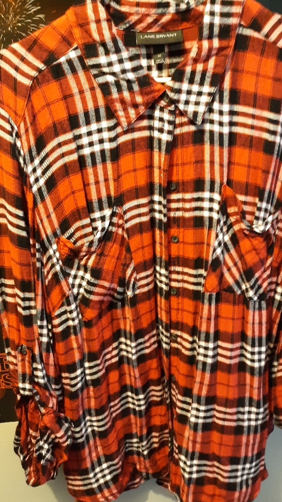 Lane Bryant Plaid 3/4 sleeve top
